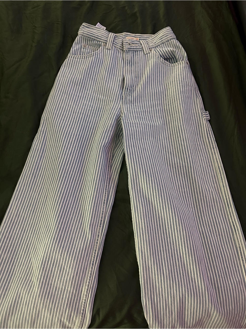 Levi's 23x31 Blue & White Striped Wide-Leg Jeans